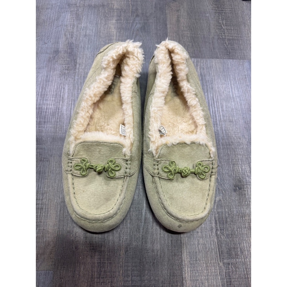 UGG Australia Ansley Sage Green Suede Moccasin Slippers 1003408 Womens 12